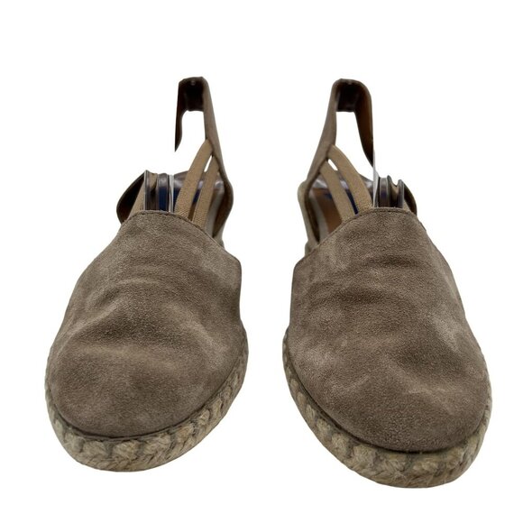 Verbenas Women 9 Tan Suede Piedra Wedge Espadrille Sandals Cap Toe Made In Spain - Picture 8 of 14